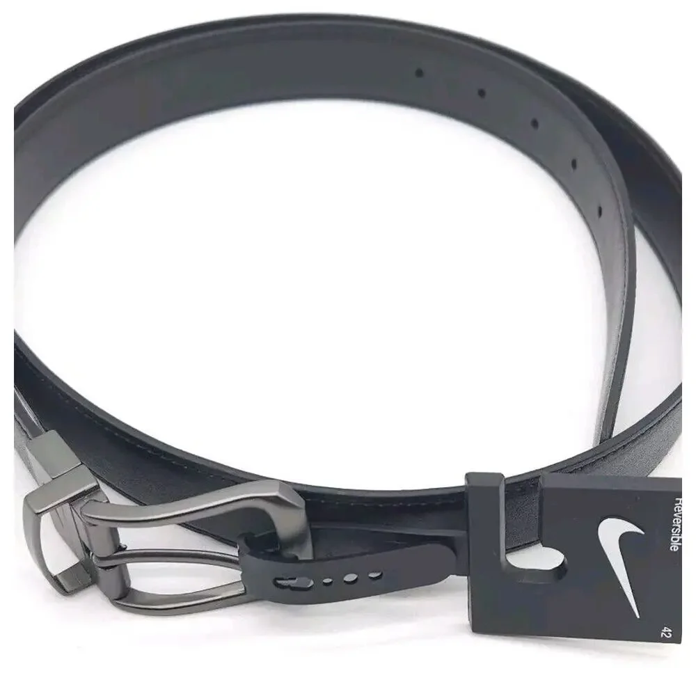 Nike (Mens Size 42) Reversible Golf Dress Belt Brown Black Synthetic Leather New